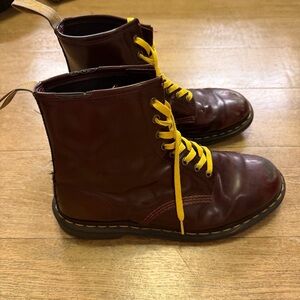 Men's Burgundy Boots with Yellow Laces